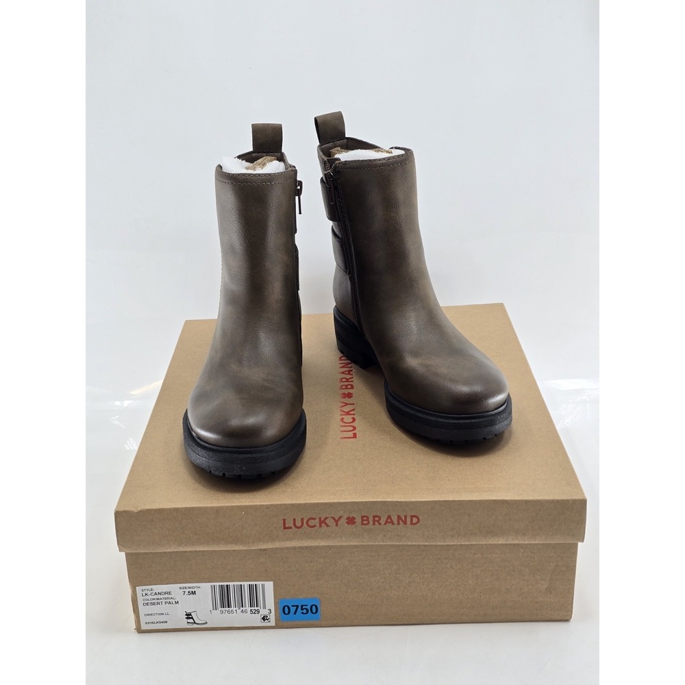 NIB Lucky Brand Women's Candre Double Buckle Modo Boot - Desert Palm - Size 7.5M